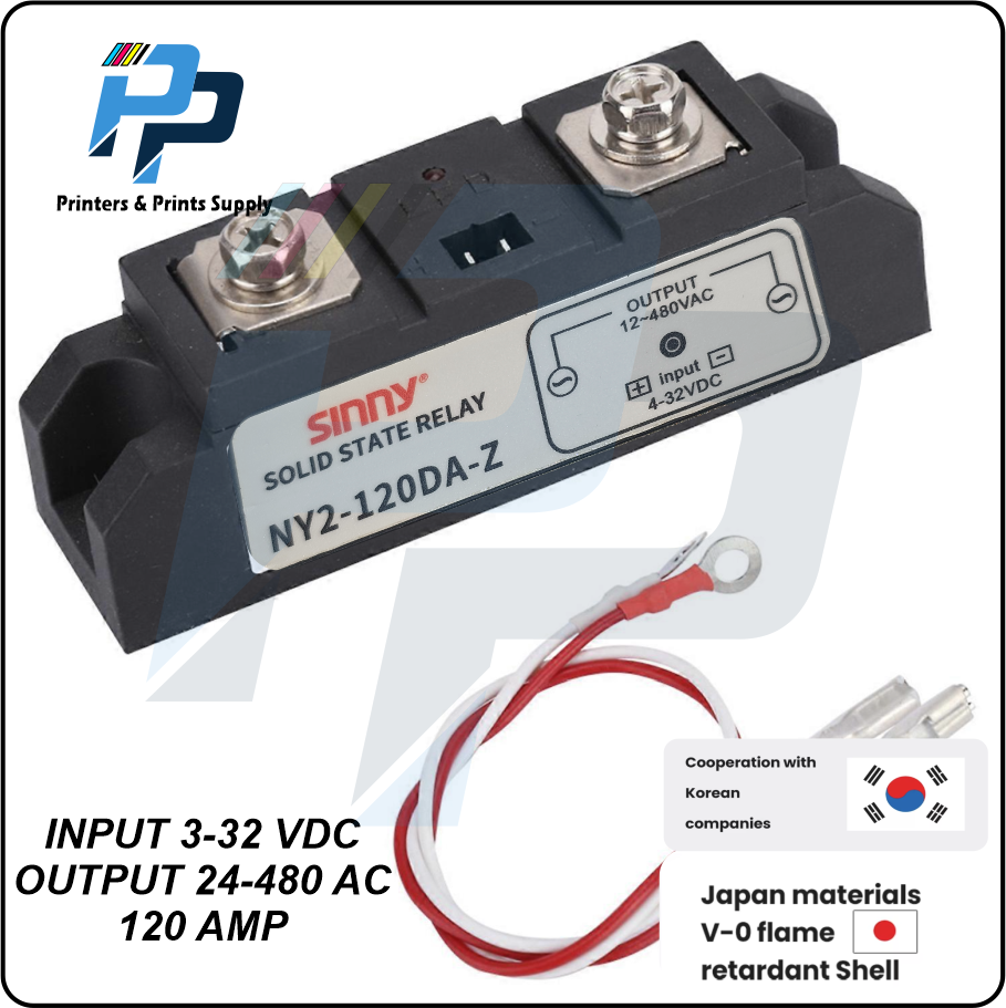 SSR-120DA DC to AC 120A Solid State Relay Module 4-32V Input DC  12-480V AC Output Single Phase