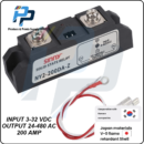 SSR-200DA DC to AC 200A Solid State Relay Module 4-32V Input DC  12-480V AC Output Single Phase