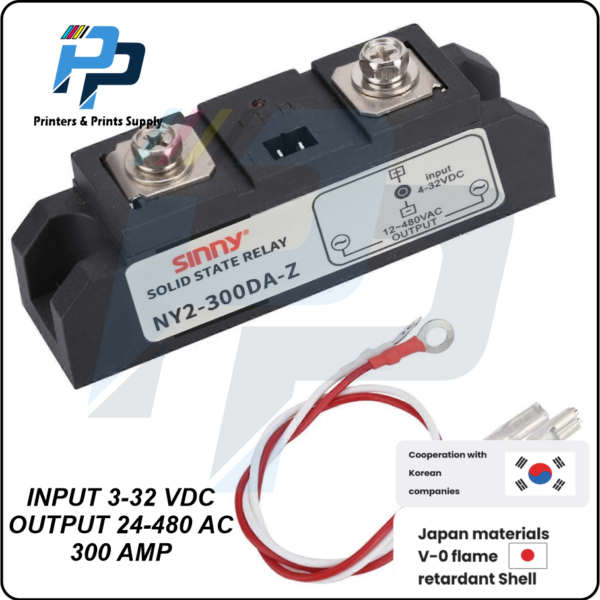 SSR-300DA DC to AC 300A Solid State Relay Module 4-32V Input DC  12-480V AC Output Single Phase