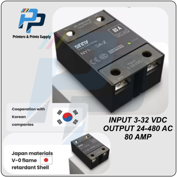SSR-80DA DC to AC 80A Solid State Relay Module 4-32V Input DC  24-480V AC Output Single Phase