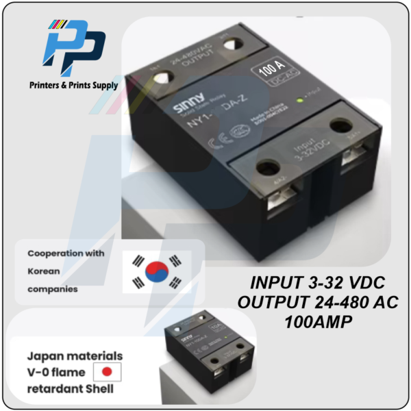 SSR-100DA DC to AC 100A Solid State Relay Module 4-32V Input DC  24-480V AC Output Single Phase