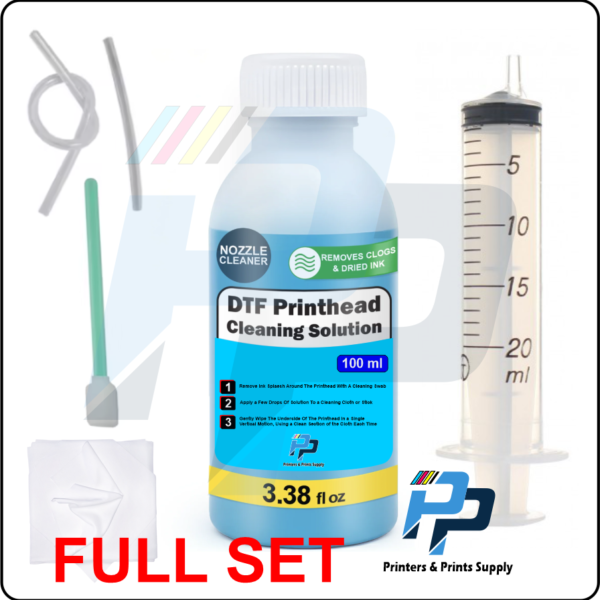 DTF Cleaning Solution ( Blue Liquid Solution ) Full Kit For DTF DTG Sublimation Printheads Cleaner