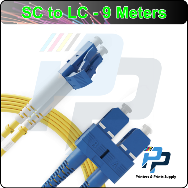 Armored Optical Fiber Data Cable with SC to LC Connectors 9-meter
